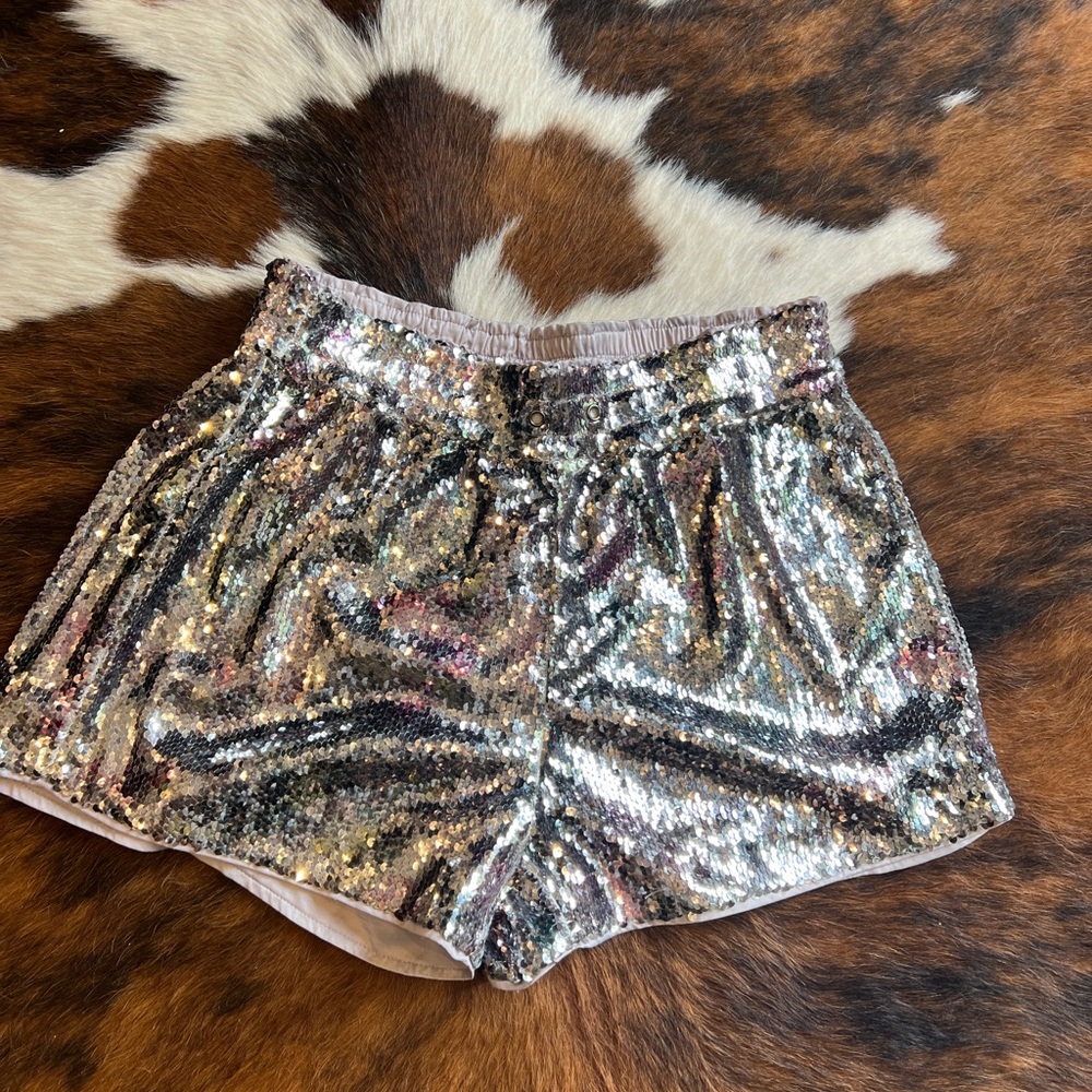Shorts Silver sequined by Pam & Gela